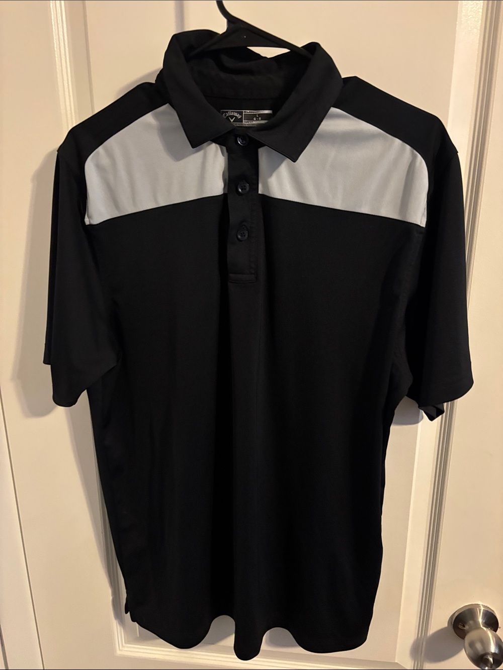 Callaway Black Polo with Light Gray Shoulder Yoke